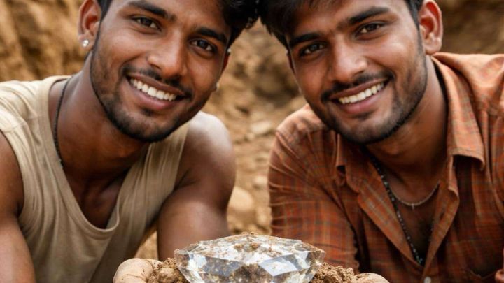 В Индии двое друзей из бедных семей нашли крупный алмаз